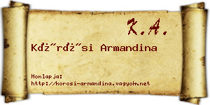 Kőrösi Armandina névjegykártya